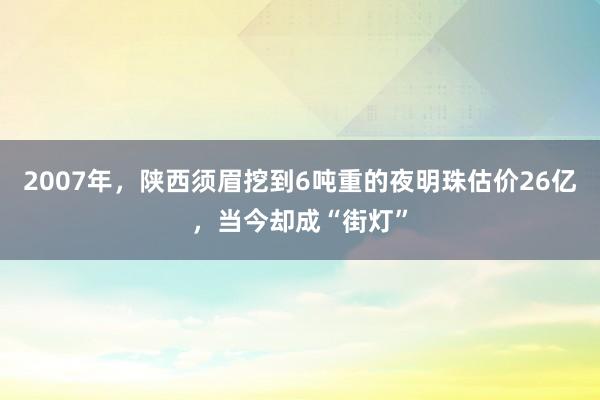 2007年，陕西须眉挖到6吨重的夜明珠估价26亿，当今却成“街灯”