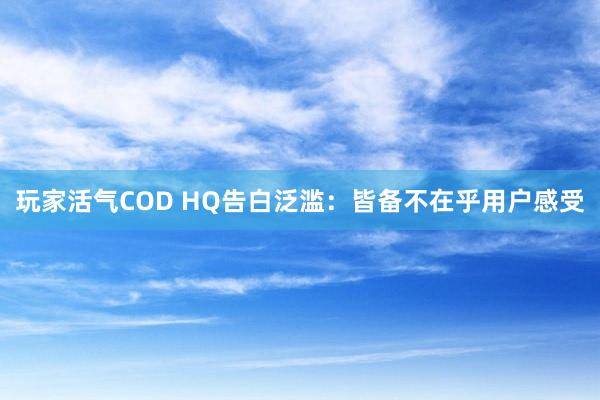 玩家活气COD HQ告白泛滥：皆备不在乎用户感受